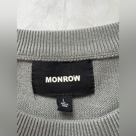 Monrow Colorblock Relaxed Sweater L Faded Black, Bone, Gunmetal Crew Neck - Picture 8 of 9